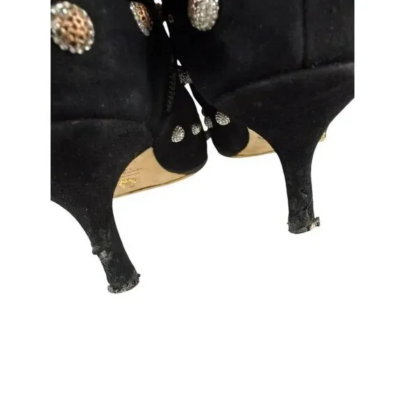 Stuart Weitzman Carine Crystal Black Suede Ankle Boots US 5 - Picture 10 of 11